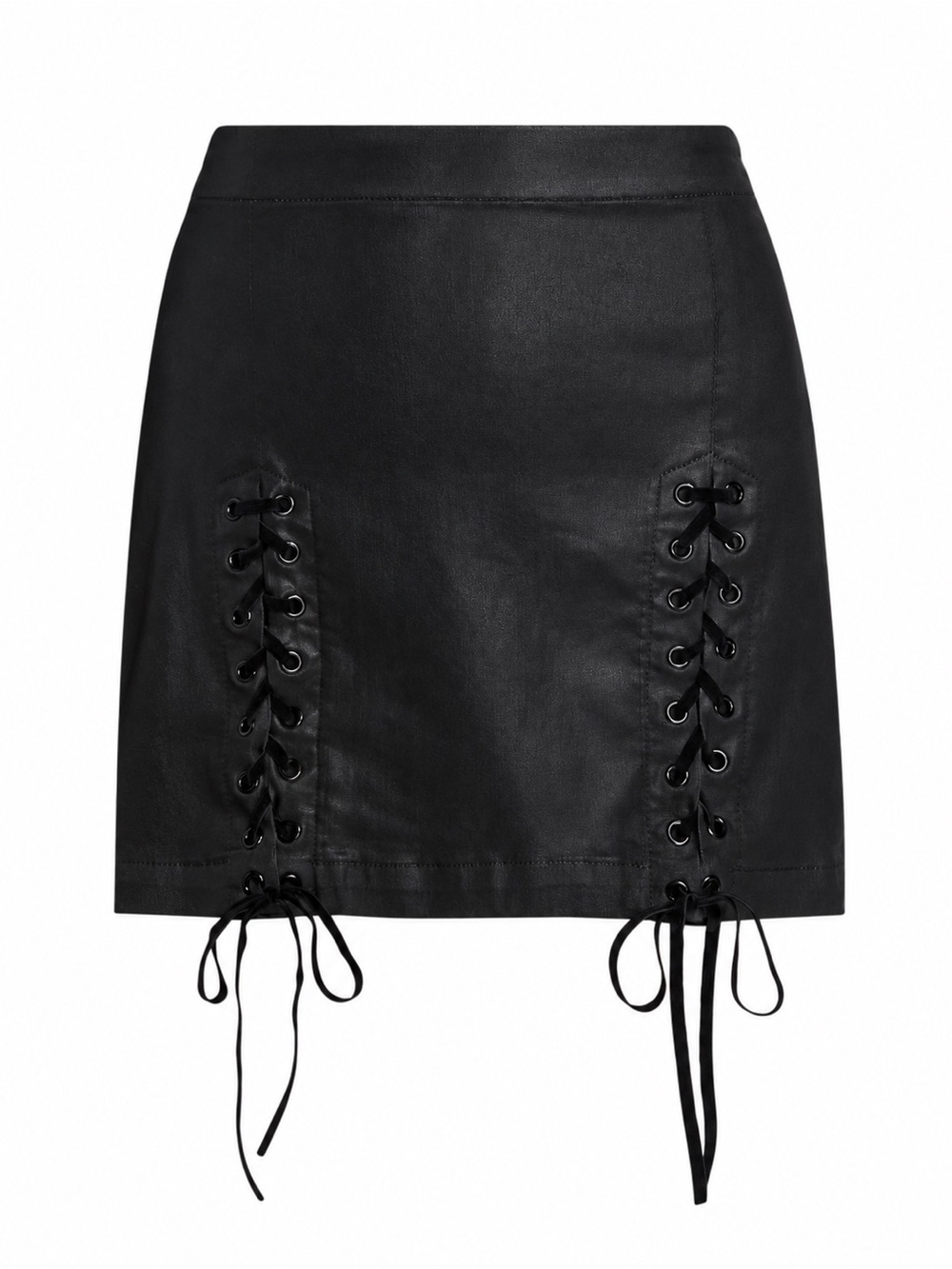 RAMY BROOK Ryder Lace Up Mini Skirt In Black Coated Size 27